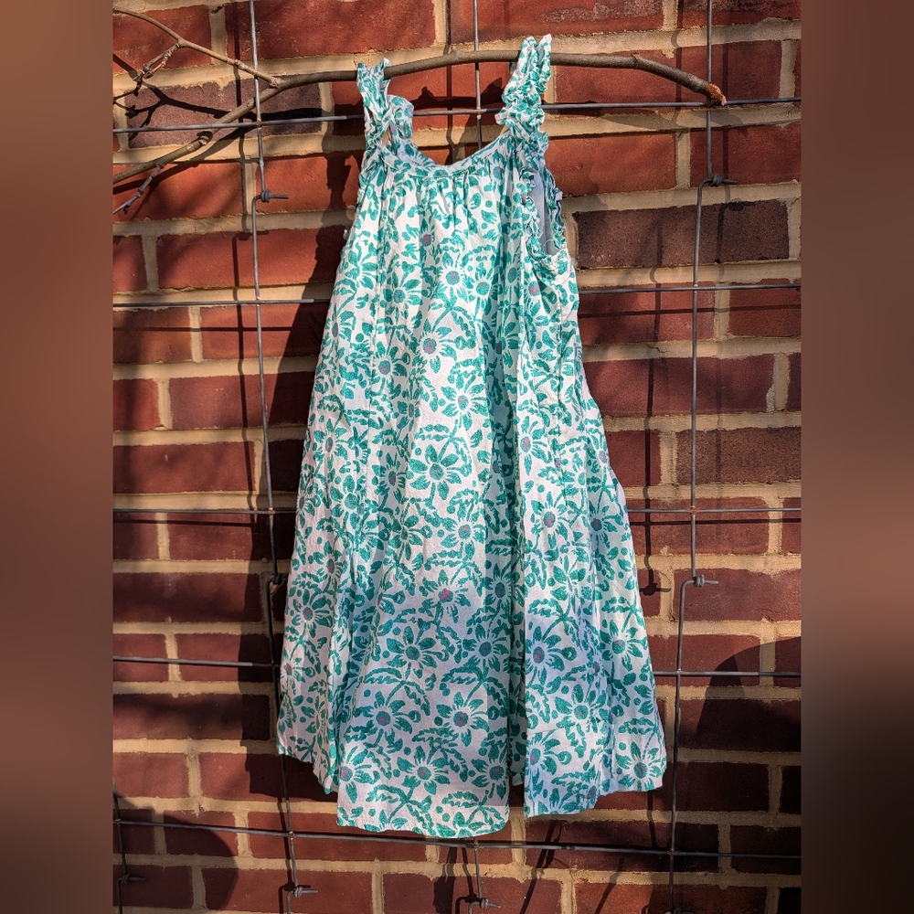 Crewcuts Floral Green and White Kids Dress